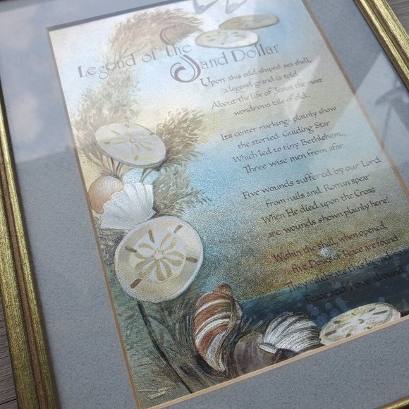Legend of the Sand Dollar poem in vintage gold frame - Picture 7 of 8